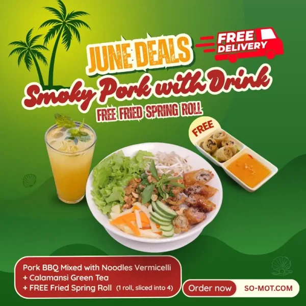 Smoky Pork with Drink Free Fried Spring Roll